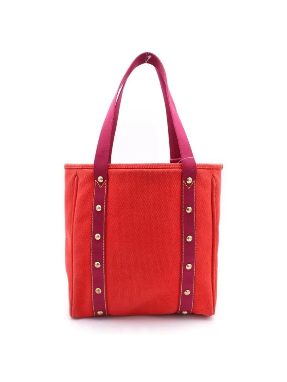 Louis Vuitton Antigua Cabas MM Rose Tote Red Canvas Gold